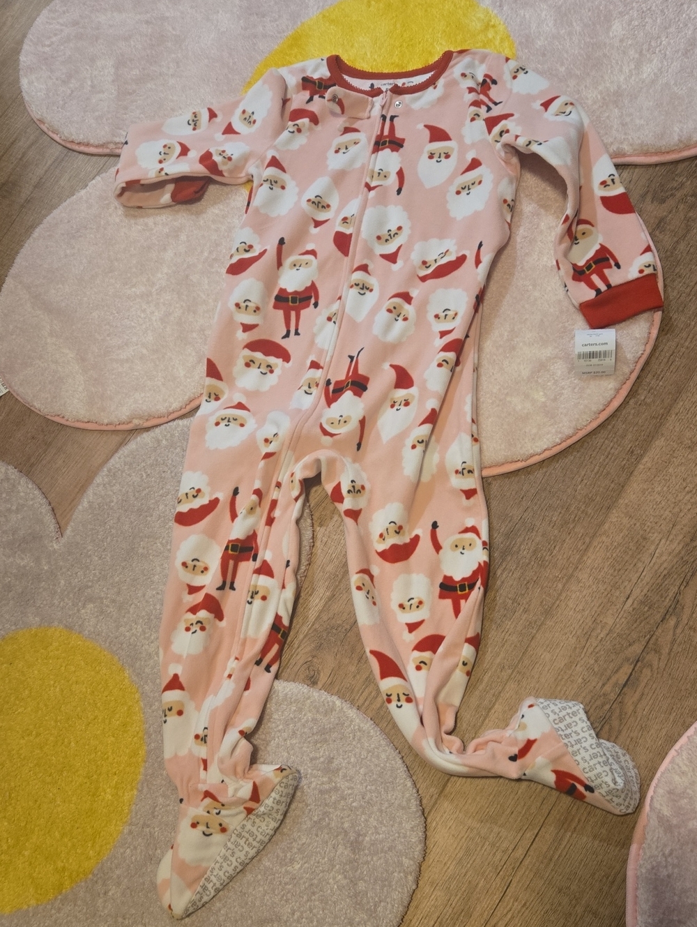 NWT Carter's Pink Santa Footed One-Piece Pajamas Size 5T
